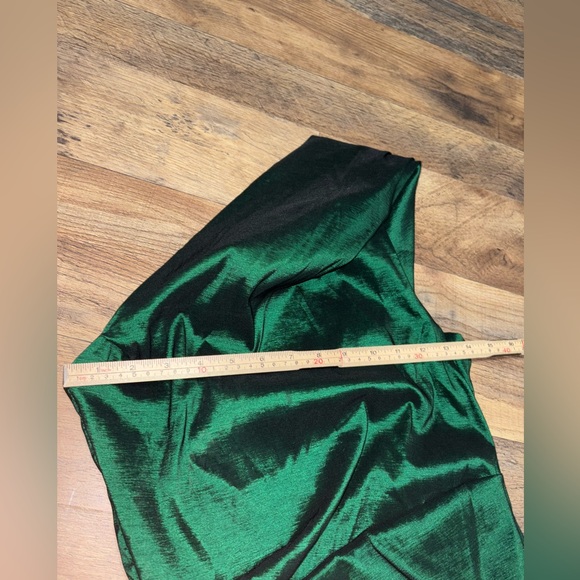 Xscape by Joanna Chen Emerald Green Satin Cocktail Dress w/ Beaded Accent - Picture 5 of 8